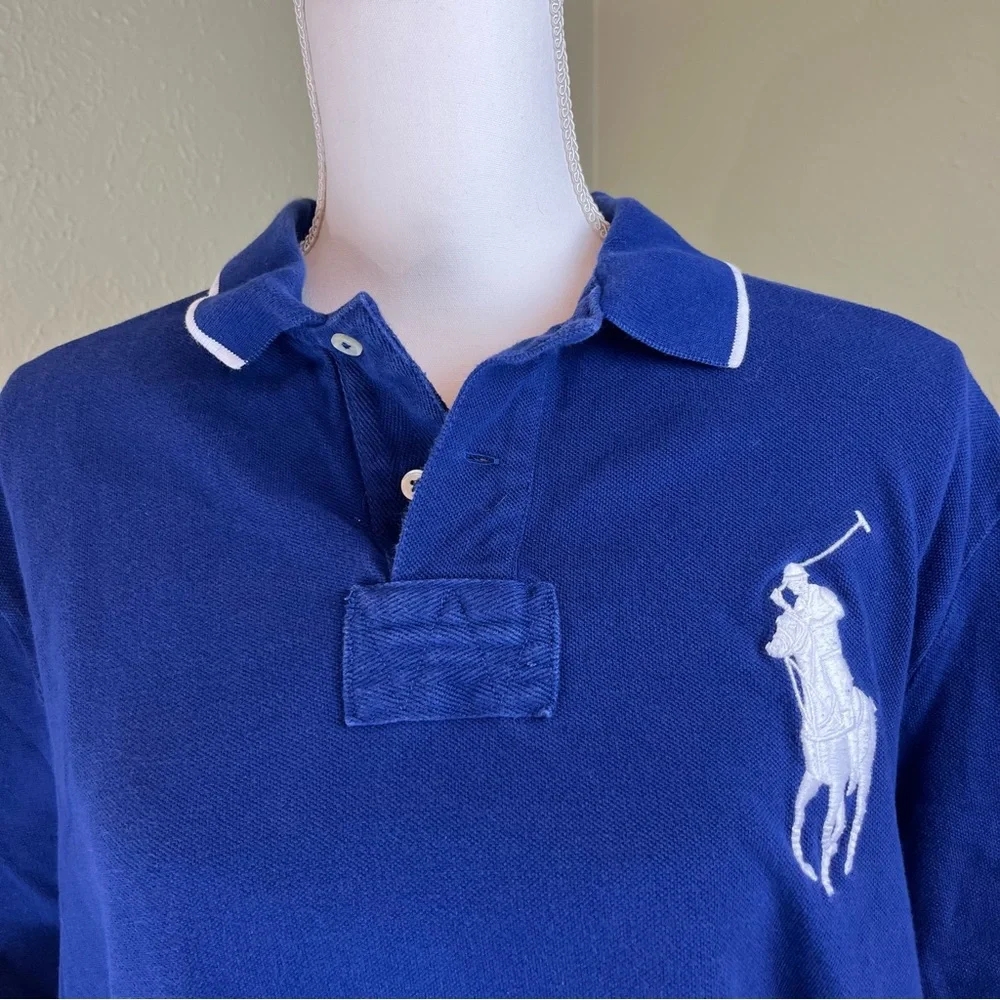 RALPH LAUREN POLO Polo Shirt Blue Decals Collared Classic Fit 100% Cotton XL - Picture 2 of 8